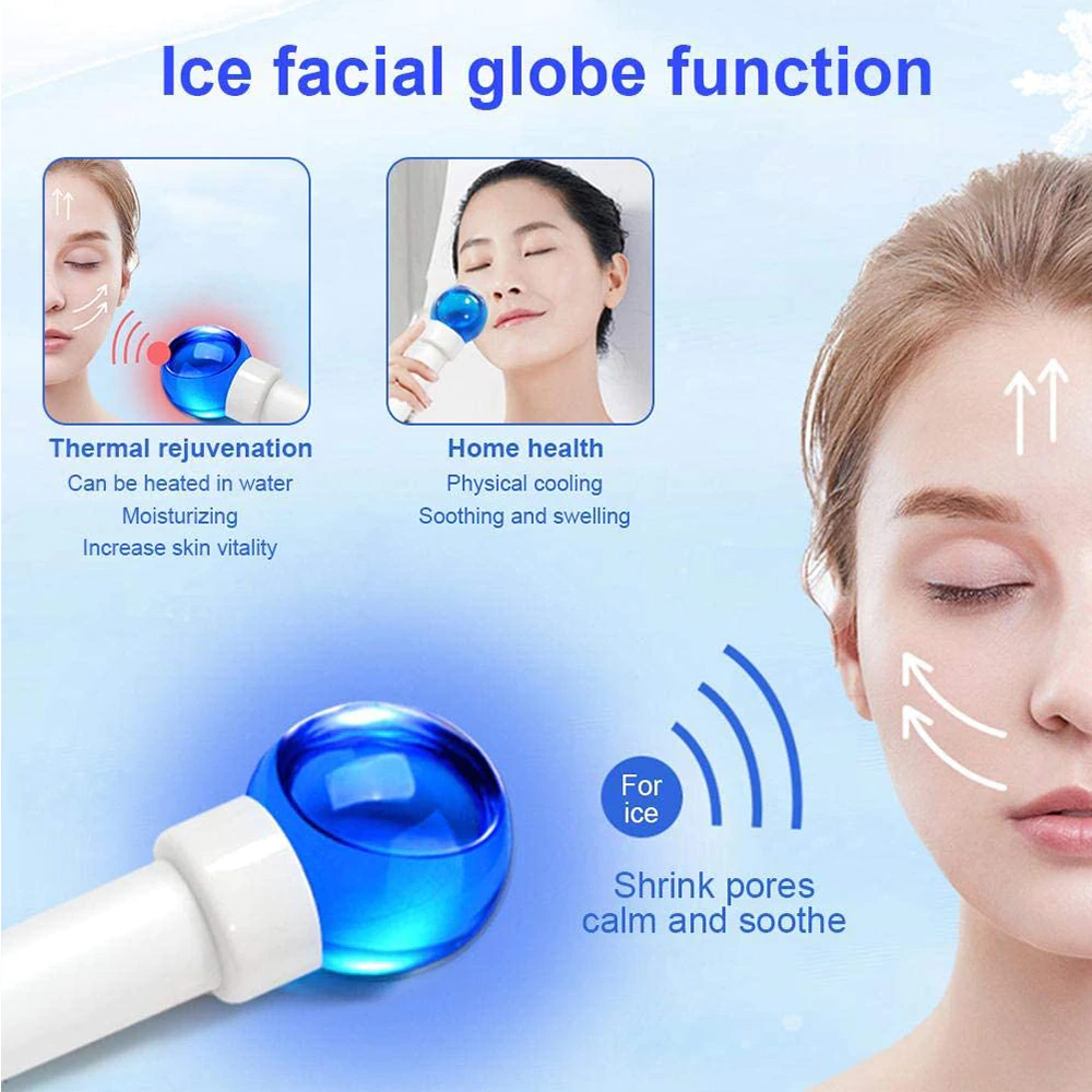 Magic Eye Massager Balls | Ice Hockey with Glitter 360 Degree Rotation Firm Skin Glass Water Wave Ice Feeling Face Massager for Women & Men