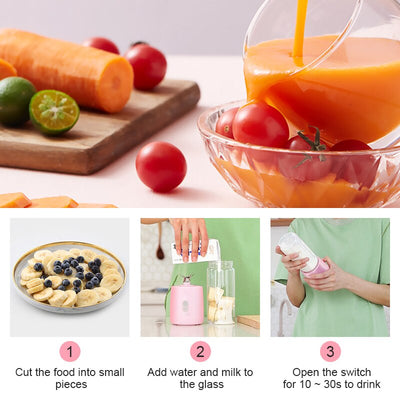 Portable Electric Juice Blender Wireless Mini USB Rechargeable Juice Cup Blender