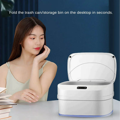 Smart Trash Can With Lid Touchless Automatic Motion Sensor Foldable Mini Trash Can