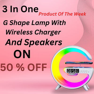G Shape Led Lamp Wireless Charger Pad Stand Speaker TF Card RGB Night Light Lamp Alarm Clock Fast Charging Station